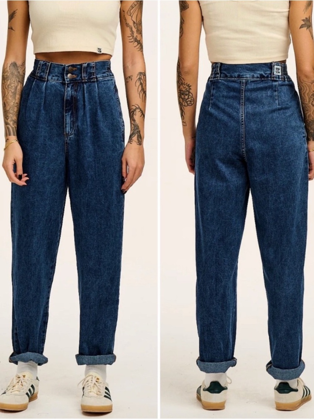 Lucy & Yak Addison W 28/R Blue Denim Jeans Elastic Waist Organic Cotton